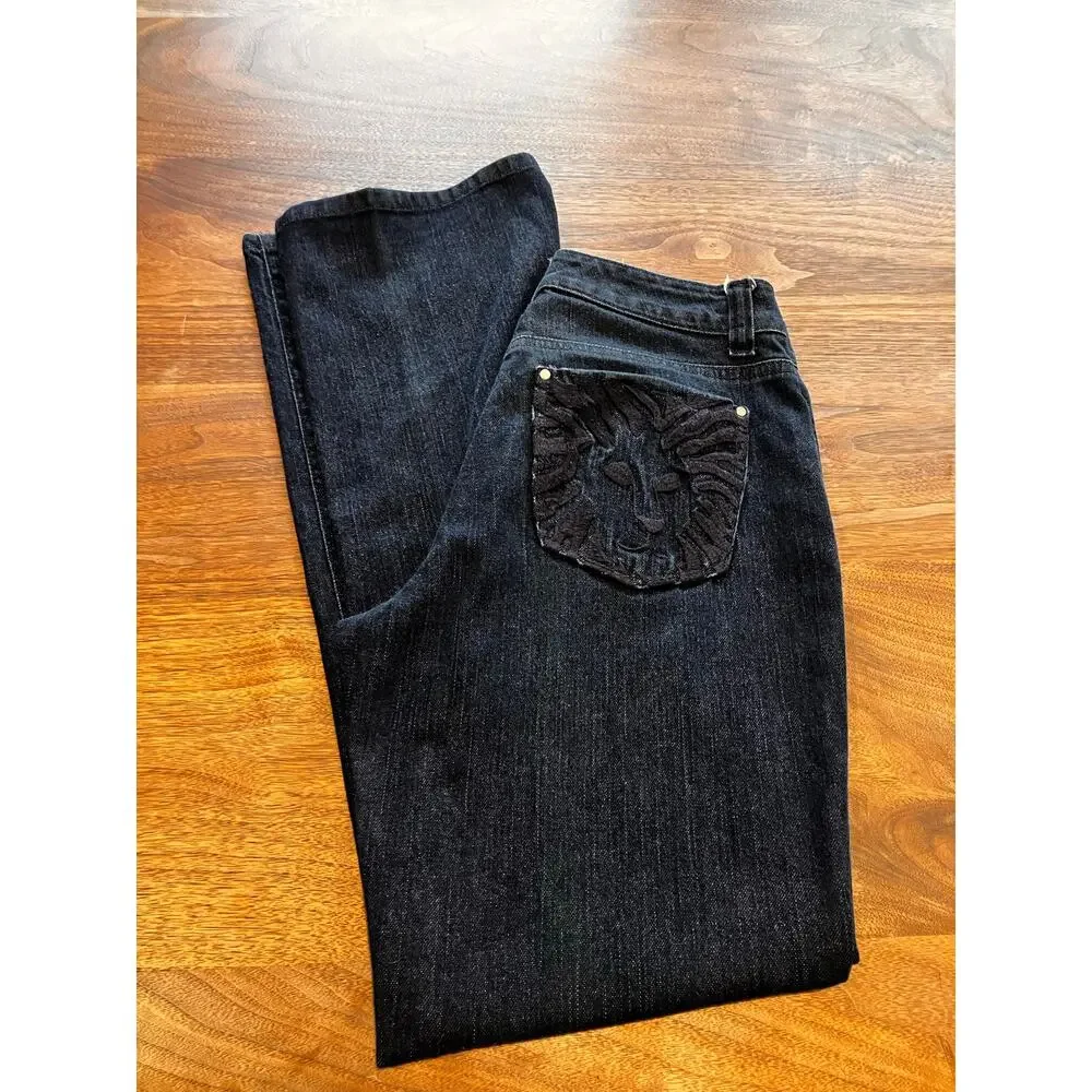 Anne Klein‎ Limited Edition Dark Wash Women's Jeans 6 Bootcut Embroidered